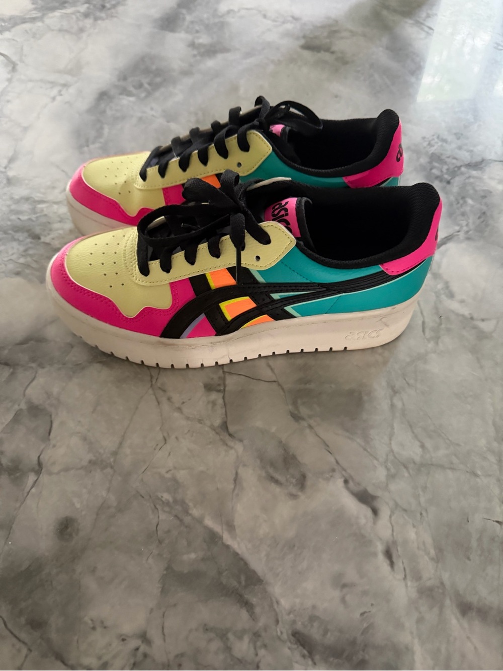 Asics Pink Teal Yellow Black Retro Athletic Sneakers